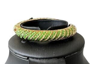 Lilly Pulitzer Ms. Bo Bangles Grasshopper Green Stone Gold Tone Hinged Bracelet